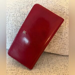 Bosca Carolina Herrera NWOT Red Insignia Pompon Wallet 7.9x10